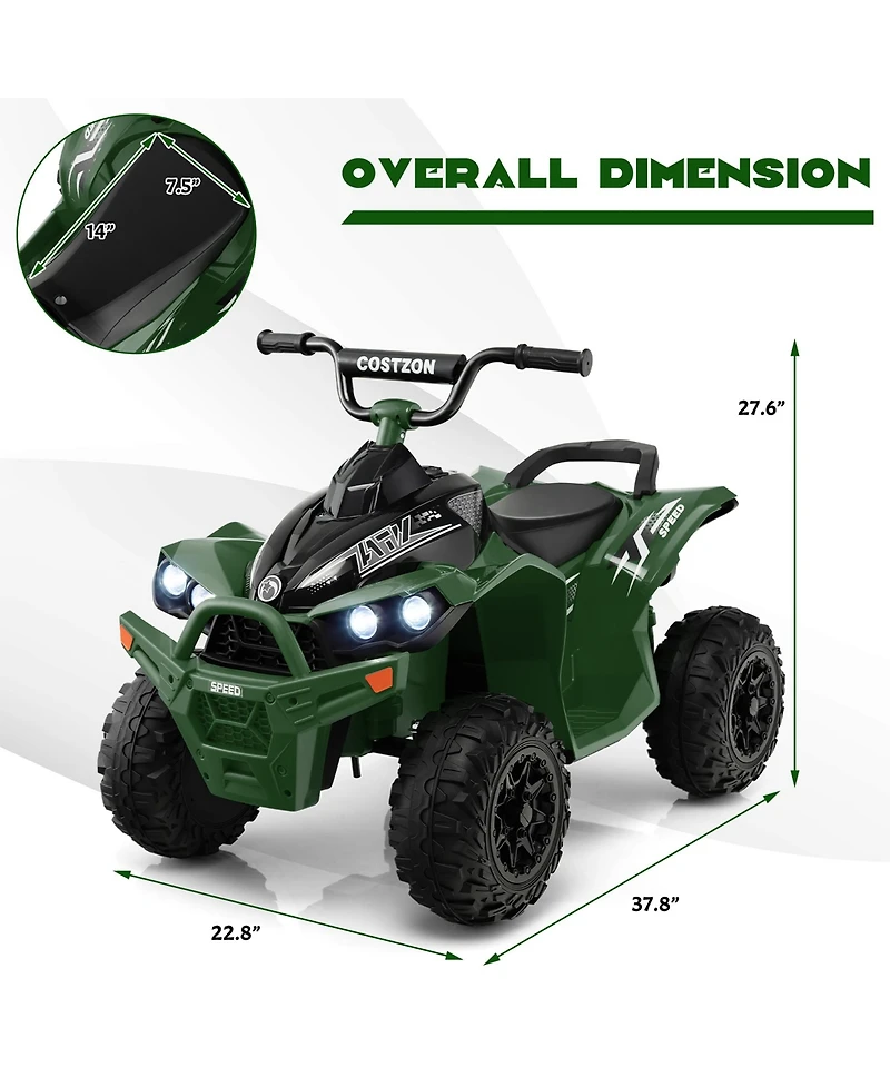 12V Battery Powered Kids Ride On Atv Electric 4-Wheeler Quad Car with MP3 & Ligh