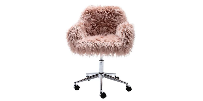 Slickblue Modern Faux fur home office chair, fluffy chair for girls, makeup vanity Chair