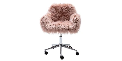 Slickblue Modern Faux fur home office chair, fluffy chair for girls, makeup vanity Chair