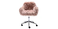 Slickblue Modern Faux fur home office chair, fluffy chair for girls, makeup vanity Chair