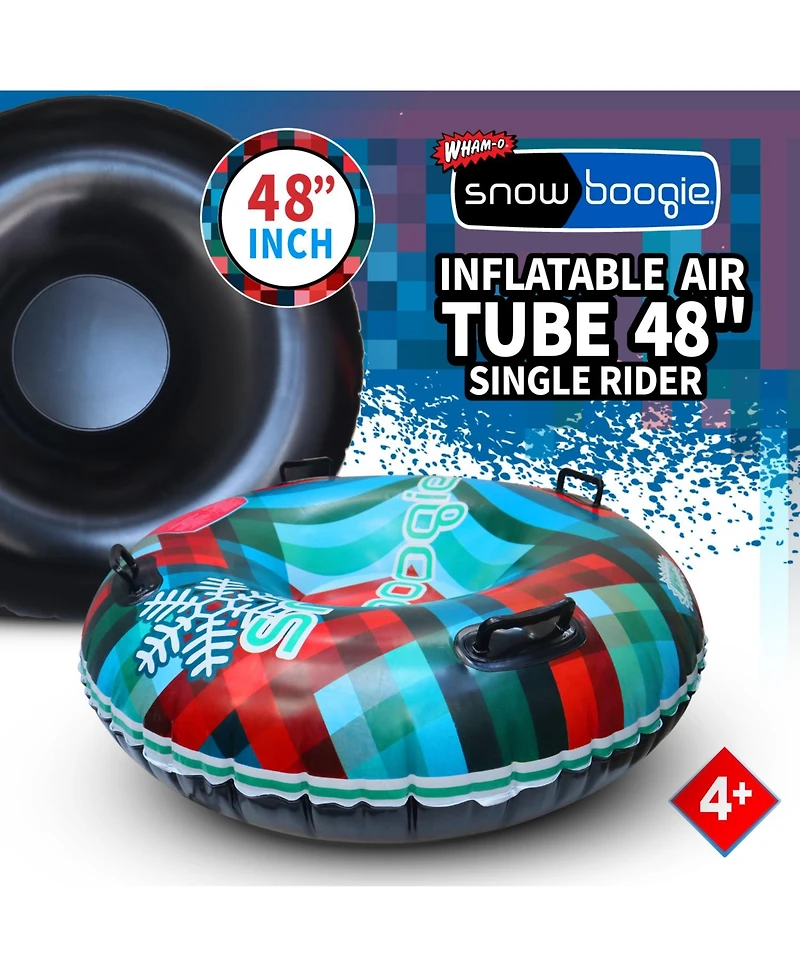 Inflatable Snow Tube, 48" Single/Double Rider Heavy Duty Air Hard Bottom Sled with Handles
