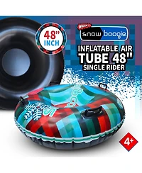 Inflatable Snow Tube, 48" Single/Double Rider Heavy Duty Air Hard Bottom Sled with Handles