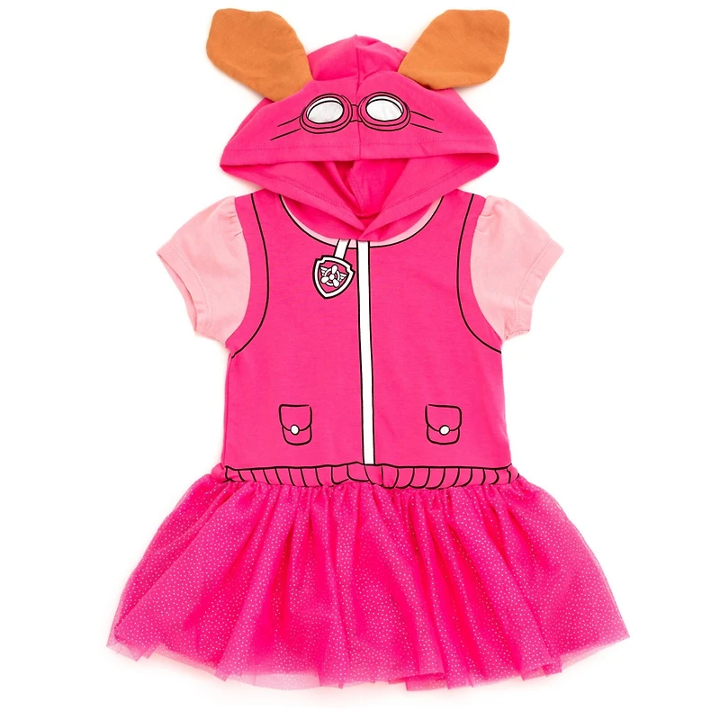 Paw Patrol Toddler Girls Hooded Cosplay T-Shirt Dress and Leggings Outfit Set