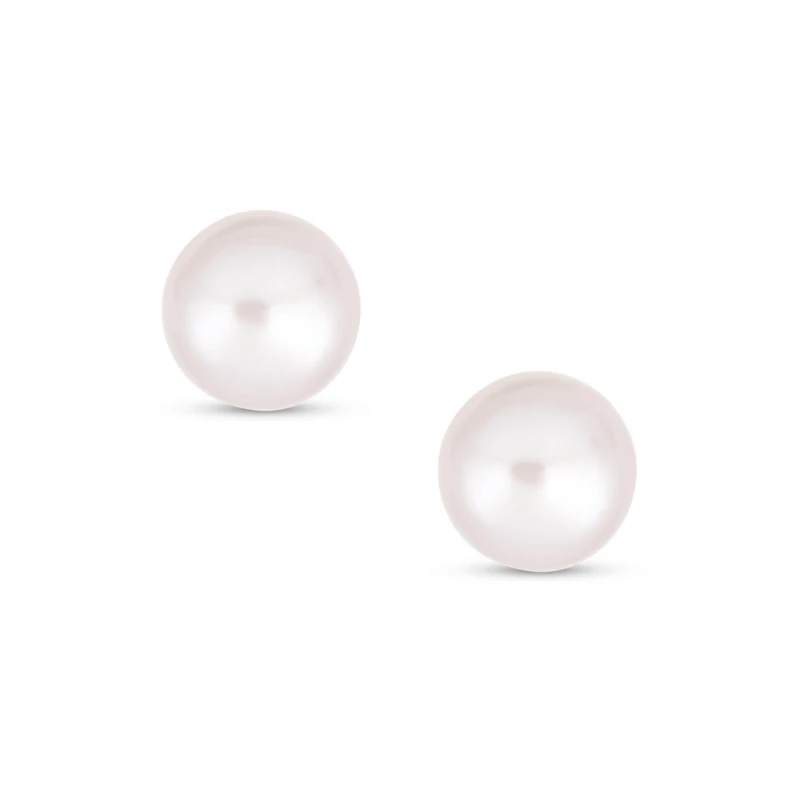 Bling Jewelry Traditional Tiny Minimalist Cz Accent 10K Gold White Freshwater Cultured Button Pearl Stud Earrings Secure Screw Back
