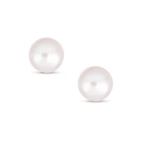 Bling Jewelry Traditional Tiny Minimalist Cz Accent 10K Gold White Freshwater Cultured Button Pearl Stud Earrings Secure Screw Back