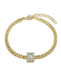 14k Gold Plated with Clear Cubic Zirconia Station Bracelet