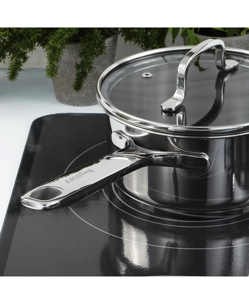 BergHOFF DiNA Helix Recycled 18/10 Stainless Steel 6.5" Saucepan 1.6qt., Glass Lid