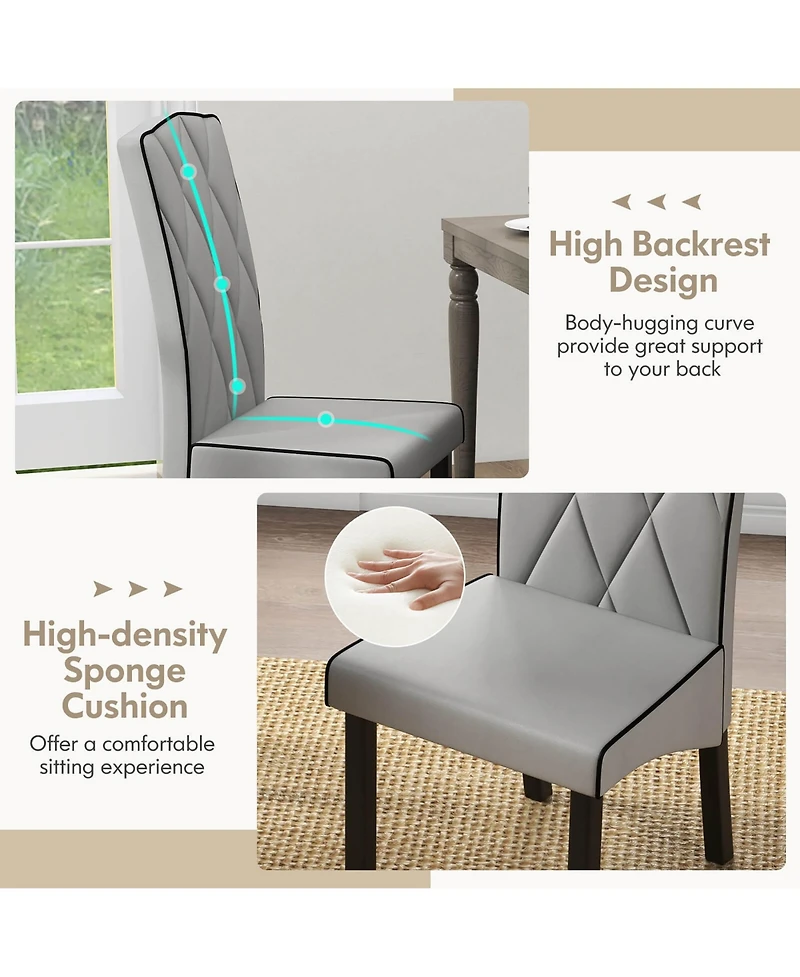 Gymax Modern Dining Chair Set of 4 w/ High Backrest High-density Sponge Cushion