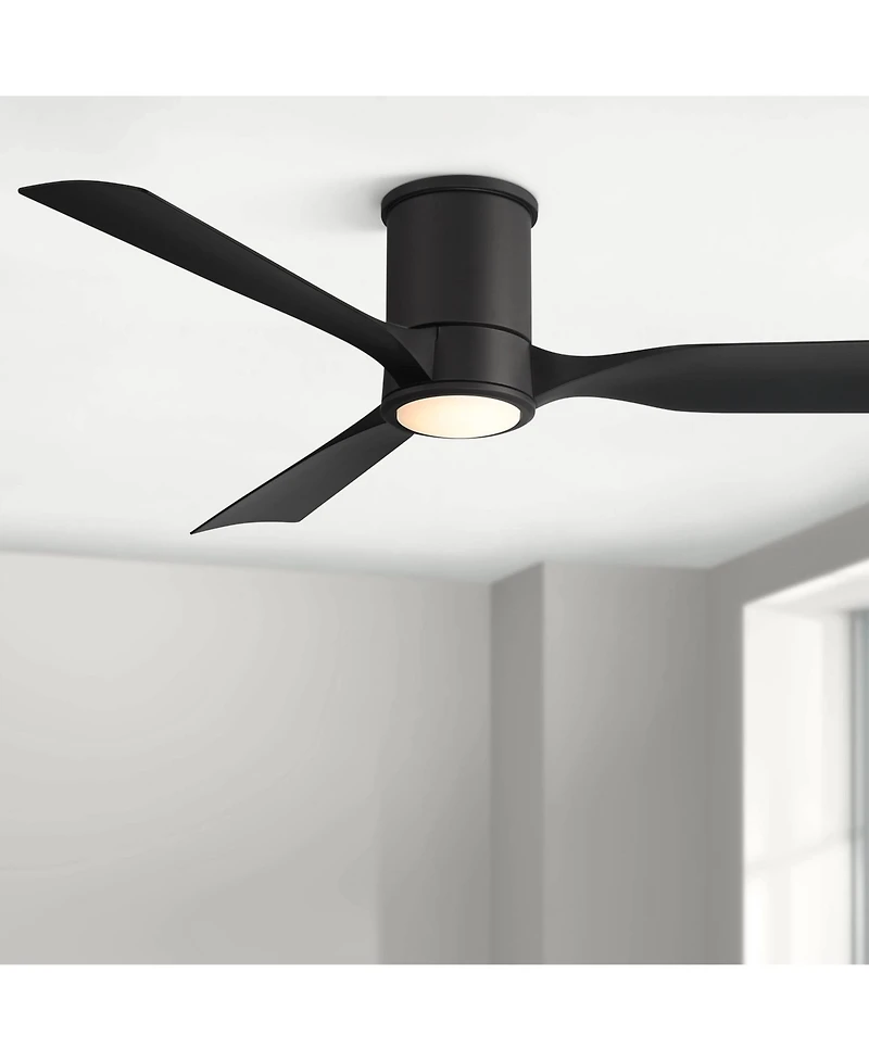 Casa Vieja 56" Keel Indoor Outdoor Ceiling Fan 3 Blade Led Light Remote Control Matte Black Finish Bedroom Hugger Damp Rated