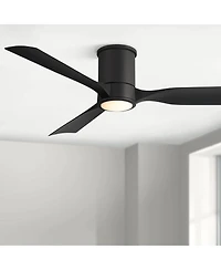 Casa Vieja 56" Keel Indoor Outdoor Ceiling Fan 3 Blade Led Light Remote Control Matte Black Finish Bedroom Hugger Damp Rated