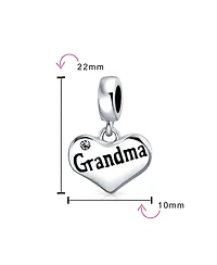 Bling Jewelry Bff Grandmother Word Heart Crystal Bead Charm .925 Sterling Silver