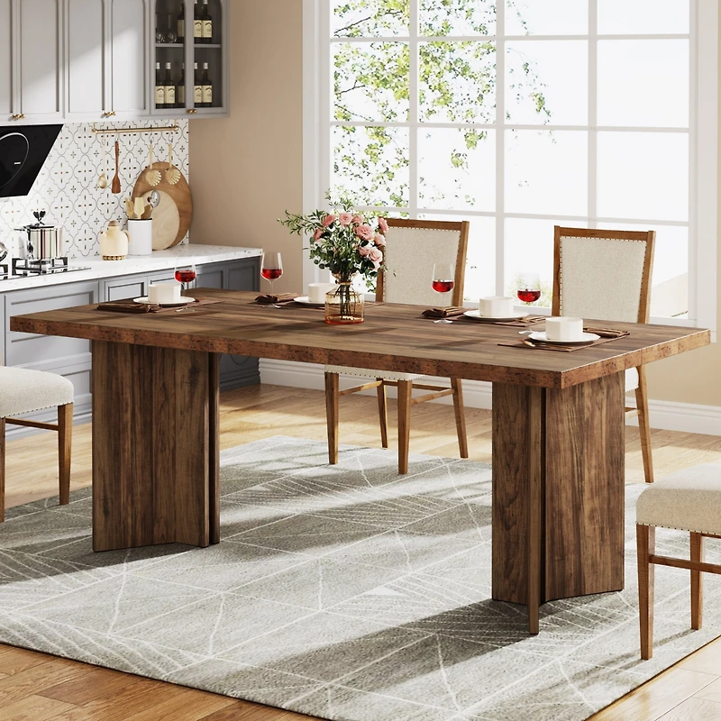 Tribesigns 63-inch Dining Table for 4-6, Farmhouse Kitchen with Large Tabletop, Rectangular Dinner Eating