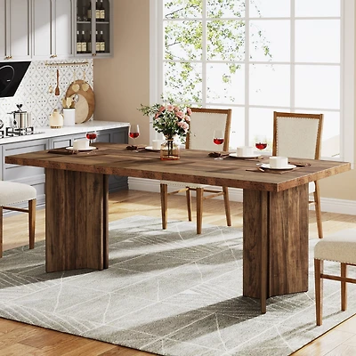 Tribesigns 63-inch Dining Table for 4-6, Farmhouse Kitchen with Large Tabletop, Rectangular Dinner Eating Room, Living Ki