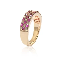 Suzy Levian Rose Sterling Silver Red and White Cubic Zirconia Ring
