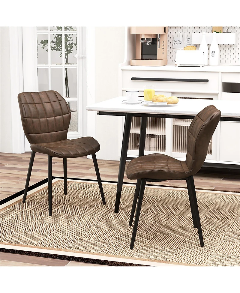 Gymax Dining Chairs Set of w/ Padded Back Metal Legs & 2 Adjustable Foot Pads