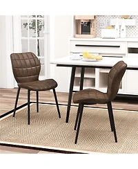 Gymax Dining Chairs Set of w/ Padded Back Metal Legs & 2 Adjustable Foot Pads