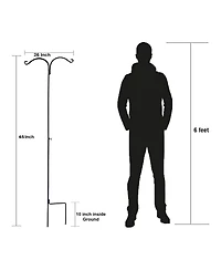 Ashman Premium Steel Ground Stake Shepherd's Hook 65 Inch Dual Sided, Black
