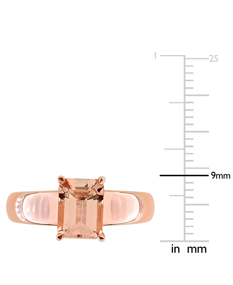 Morganite Emerald-Cut Solitaire Wide Width Statement Ring (1-1/2 ct. t.w.) 14k Rose Gold