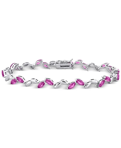 Lab-Created Pink Sapphire & Polished Marquise Link Bracelet (9-1/2 ct. t.w.)