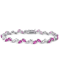 Lab-Created Pink Sapphire & Polished Marquise Link Bracelet (9-1/2 ct. t.w.)