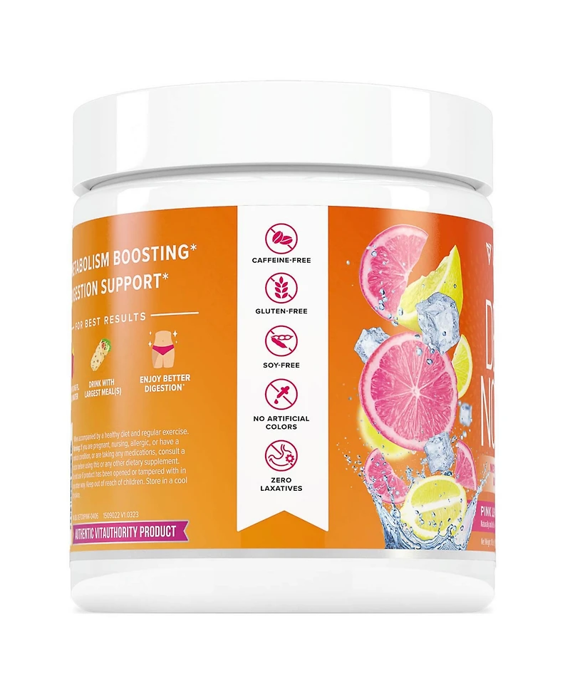 Detox Nourish Powder, Metabolism Support & Anti-Bloat Digestive Aid, Pink Lemonade, Vitauthority, 310gm