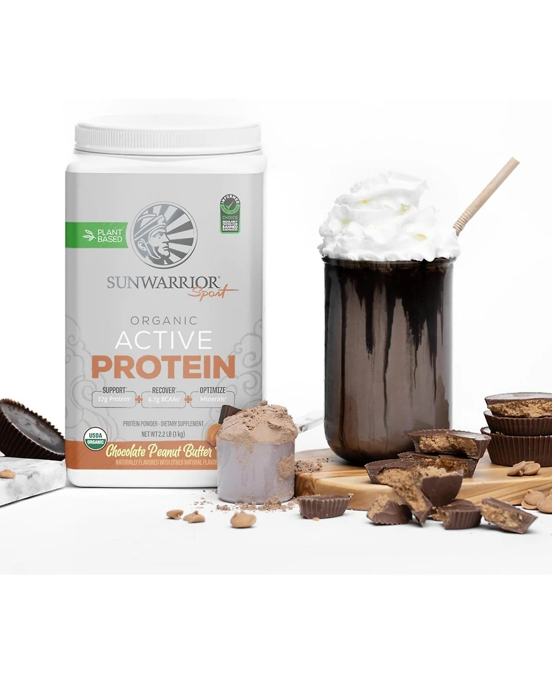 Sunwarrior Active Protein, Plant-Based Protein, Chocolate Peanut Butter, 1kg
