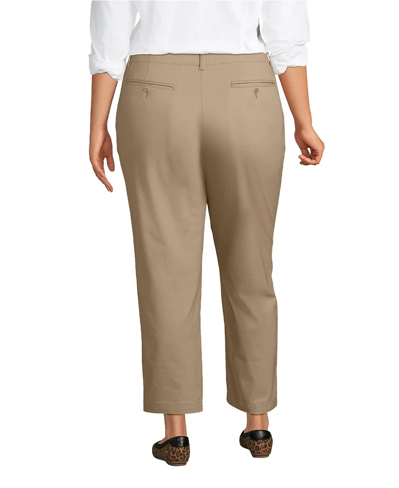 Lands' End Women's Mid Rise Classic Straight Leg Chino Ankle Pants