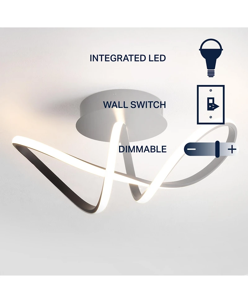 Jonathan Y Chantelle 19.5" 1-Light Modern Minimalist Aluminum Loop Integrated Led Semi Flush Mount