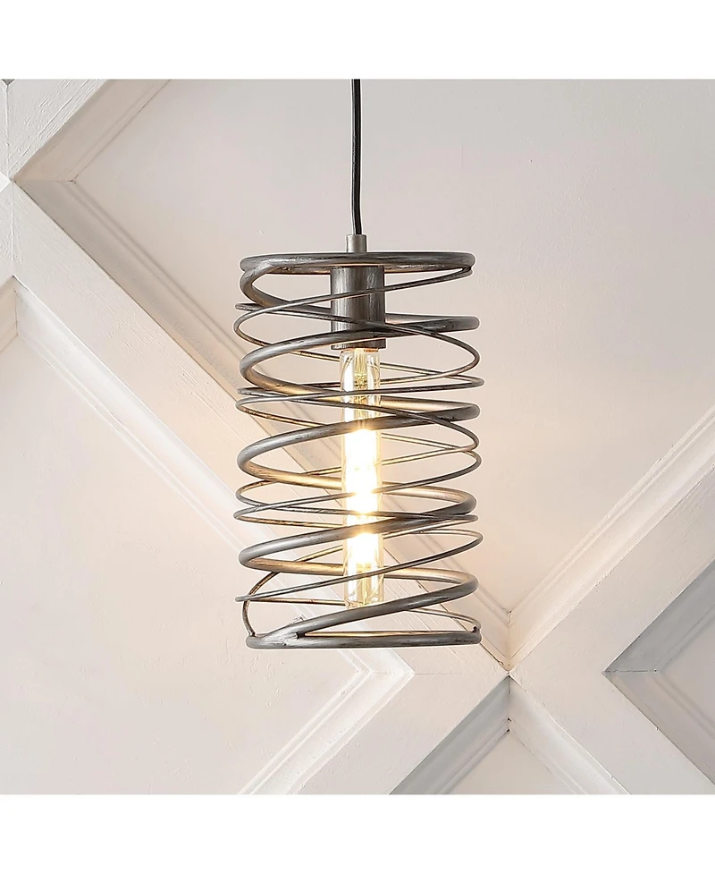 Jonathan Y Helisa 7.25" 1-Light Modern Contemporary Iron Spiral Led Pendant
