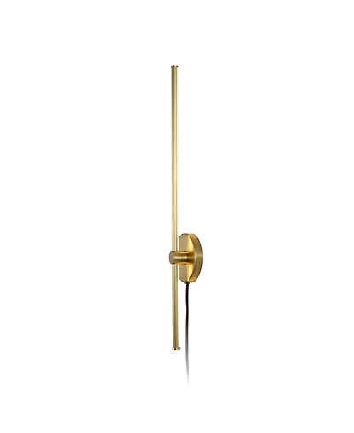 Jonathan Y Anton 27.25" 1-Light Modern Minimalist Iron Adjustable Bar Integrated Led Plug-In Sconce