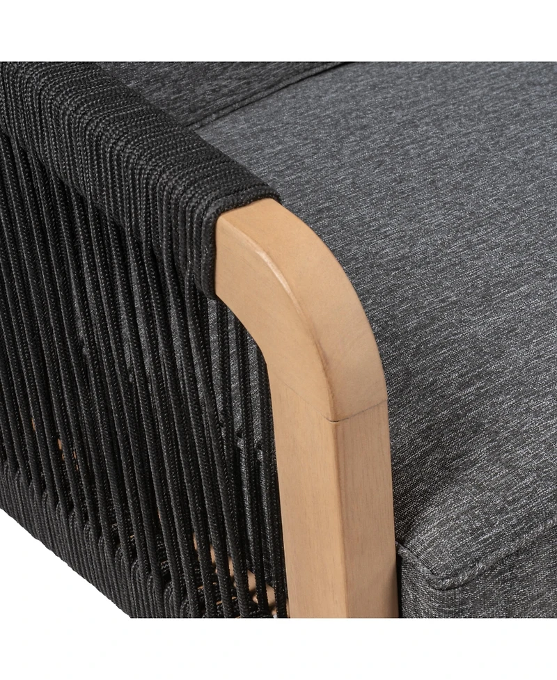 Jonathan Y Arwen Modern Bohemian Roped Acacia Wood Outdoor Loveseat with Cushions