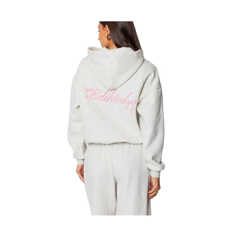Edikted Womens Sasha Bow Detail Hoodie