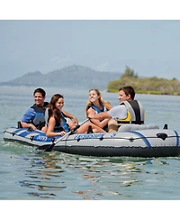 Intex Excursion 5 Person Inflatable Boat, Water Fishing River Raft Set w/Oars
