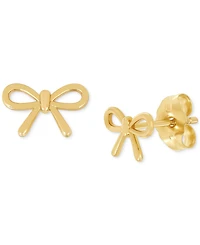 Polished Tied Ribbon Teeny Bow Stud Earrings in 14k Gold