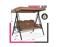 Pamapic Outdoor Metal Patio Swing with Canopy and Cushions
