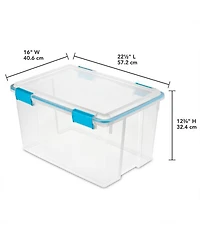 Sterilite 54 Quart Gasket Box, Stackable Storage Bin with Latching Lid, 4 Pack