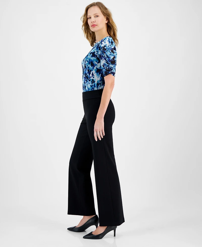 Anne Klein Petite High-Rise Pull-On Knit Trousers