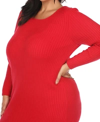 White Mark Plus Rib Midi Sweater Dress