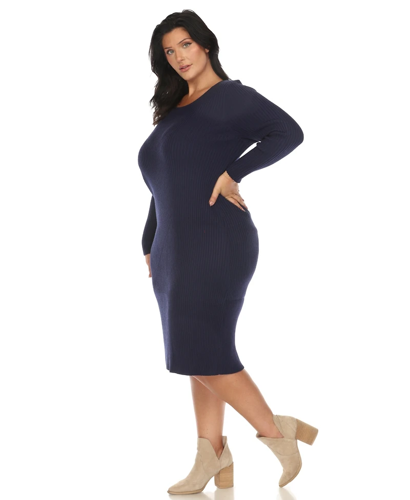 White Mark Plus Rib Midi Sweater Dress