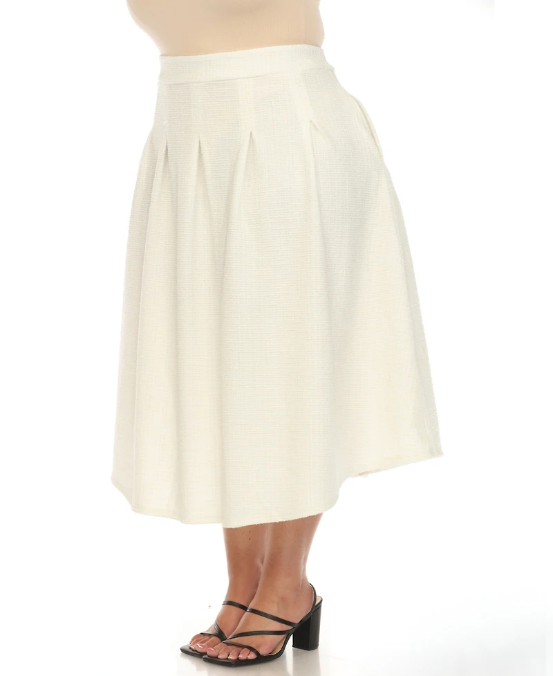 White Mark Plus Flared Tweed Skirt