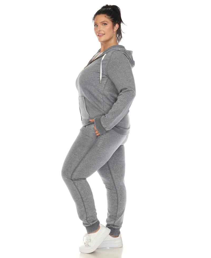 White Mark Plus Size Burnout Jogger Set