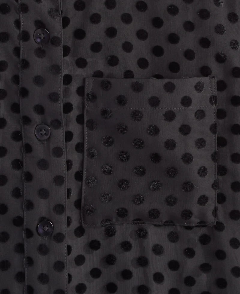 On 34th Women's Chiffon Flocked Polka-Dot Shirt, Created for Macy's