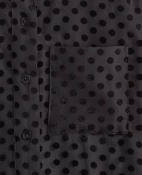 On 34th Women's Chiffon Flocked Polka-Dot Shirt, Created for Macy's
