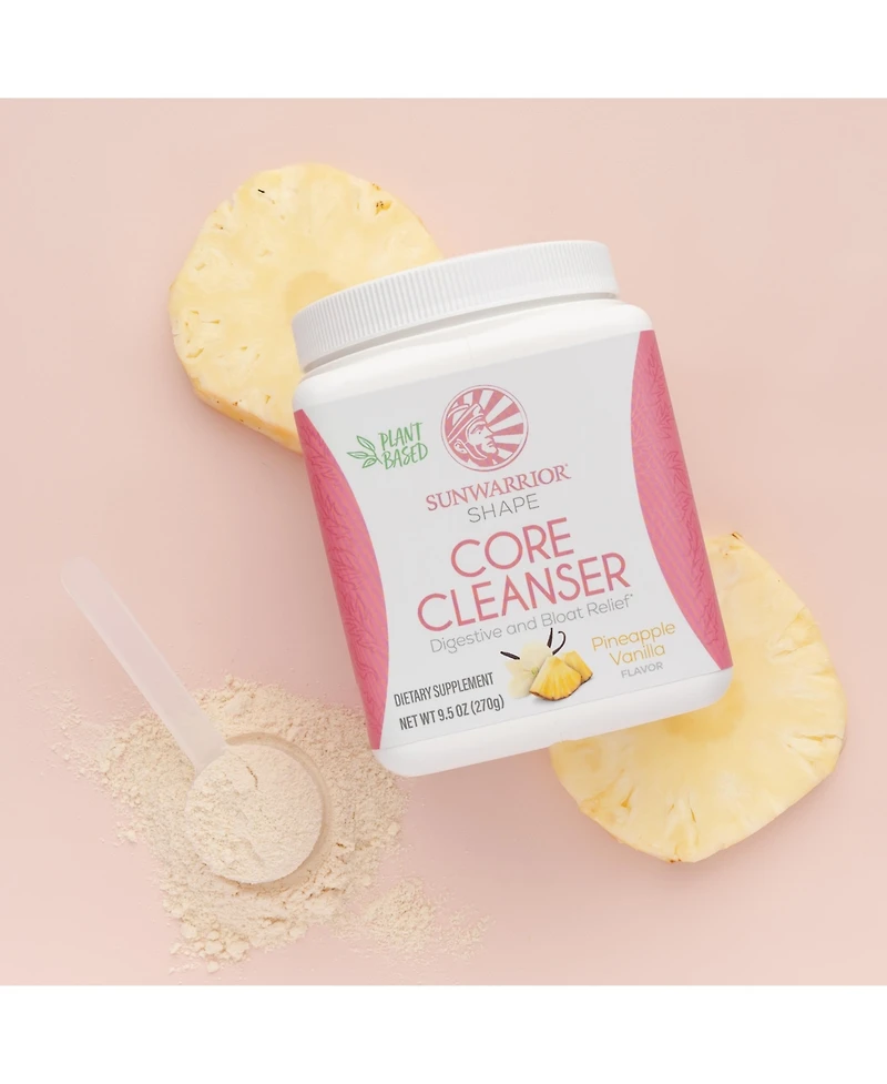 Shape Core Cleanser, Plant-Based Prebiotic Fiber Blend Powder, Digestive & Bloat Relief, Pineapple Vanilla, Sunwarrior, 270g