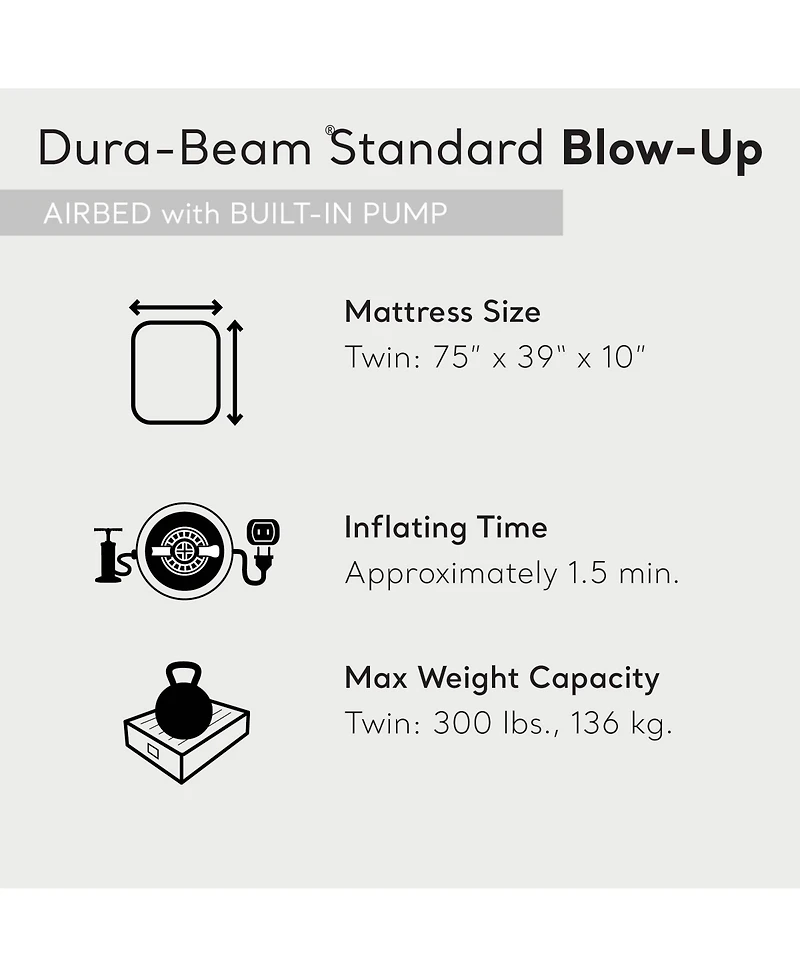Intex Dura Pillow Rest Classic Blow Up Mattress Air Bed with Built In Pump, Twin