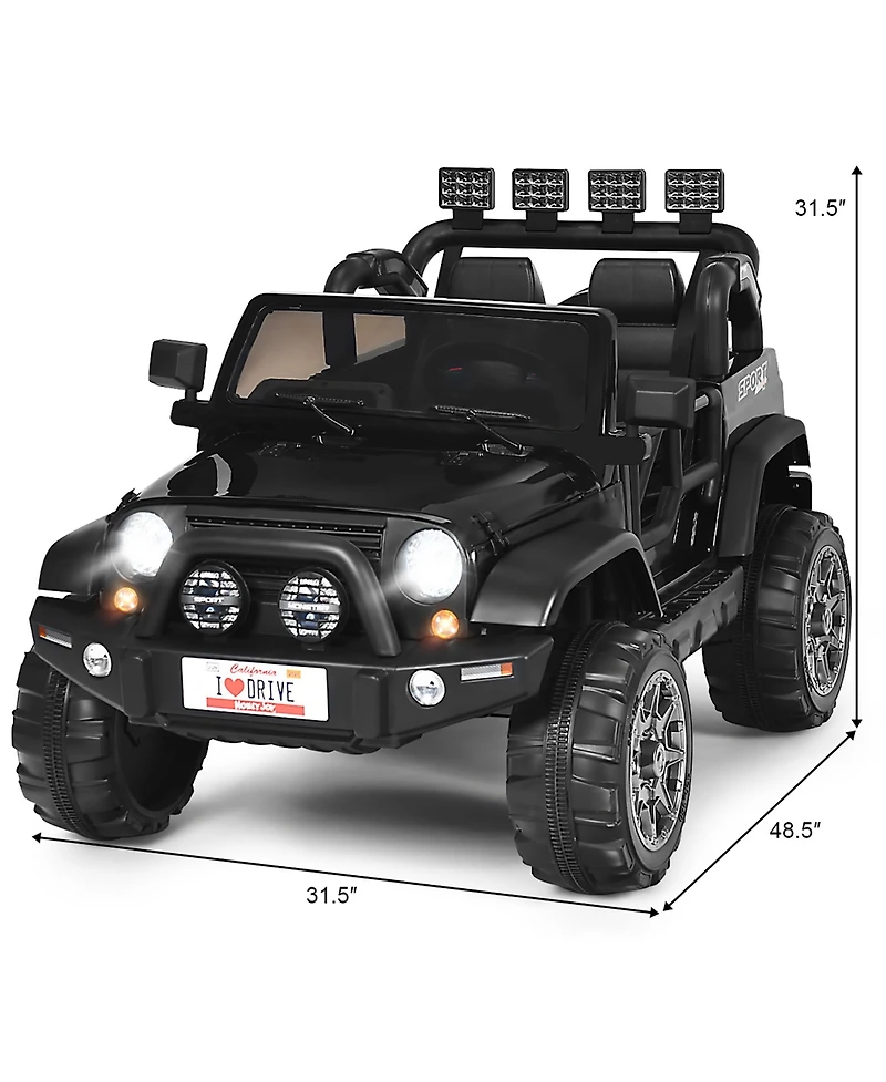 12V Kids Ride On Car 2 Seater Truck Rc Electric Vehicles w/ Storage Room