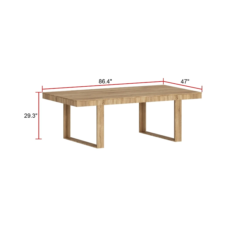 Homsee Retangular Wood Grain Wooden Dining Table with Wooden Frame