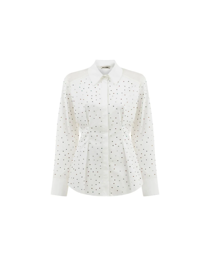 Nocturne Women's Rhinestone Embroidered Button-Up Shirt