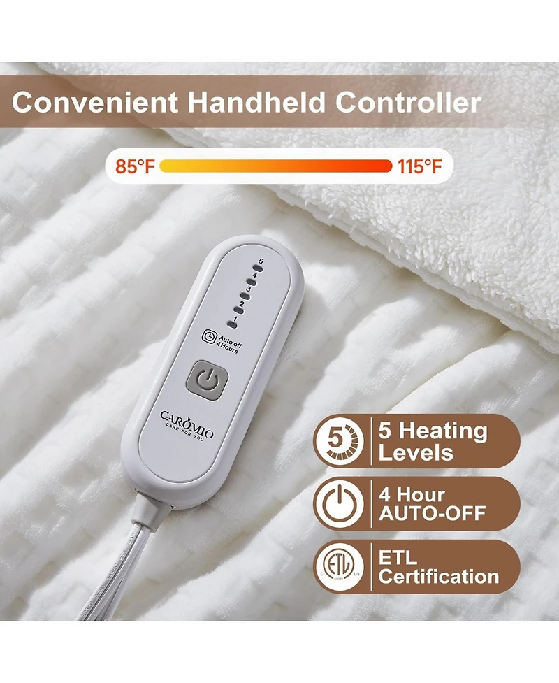 Caromio Waffle Sherpa Electric Heated Throw Blanket, 50" x 60"