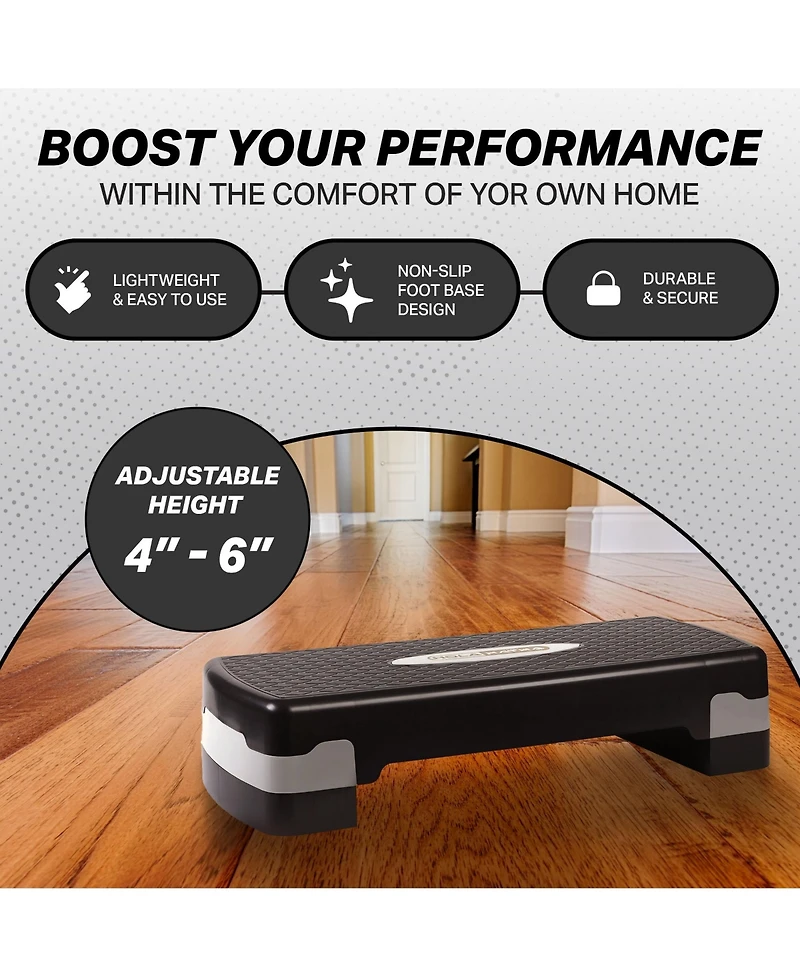 HolaHatha Aerobic Step Platform Exercise Fitness Equipment w/ Adjustable Height